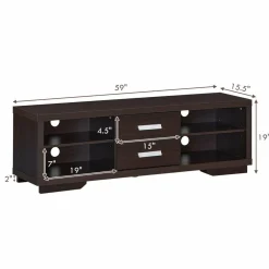 Tangkula Modern TV Stand, Wood Universal Stand for TV's up to 65