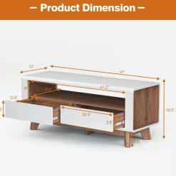 Tangkula Modern TV Stand with Drawers, Wood Entertainment Center for TVs up to 50 Inch