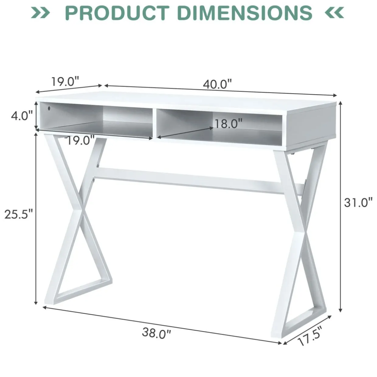 Tangkula Modern White Computer Desk with Storage Space