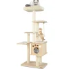 Tangkula Modern Wood Cat Tree, 67 Inch Multi-Level Tall Cat Tree Tower