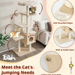 Tangkula Modern Wood Cat Tree, 67 Inch Multi-Level Tall Cat Tree Tower