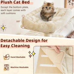 Tangkula Modern Wood Cat Tree, 67 Inch Multi-Level Tall Cat Tree Tower