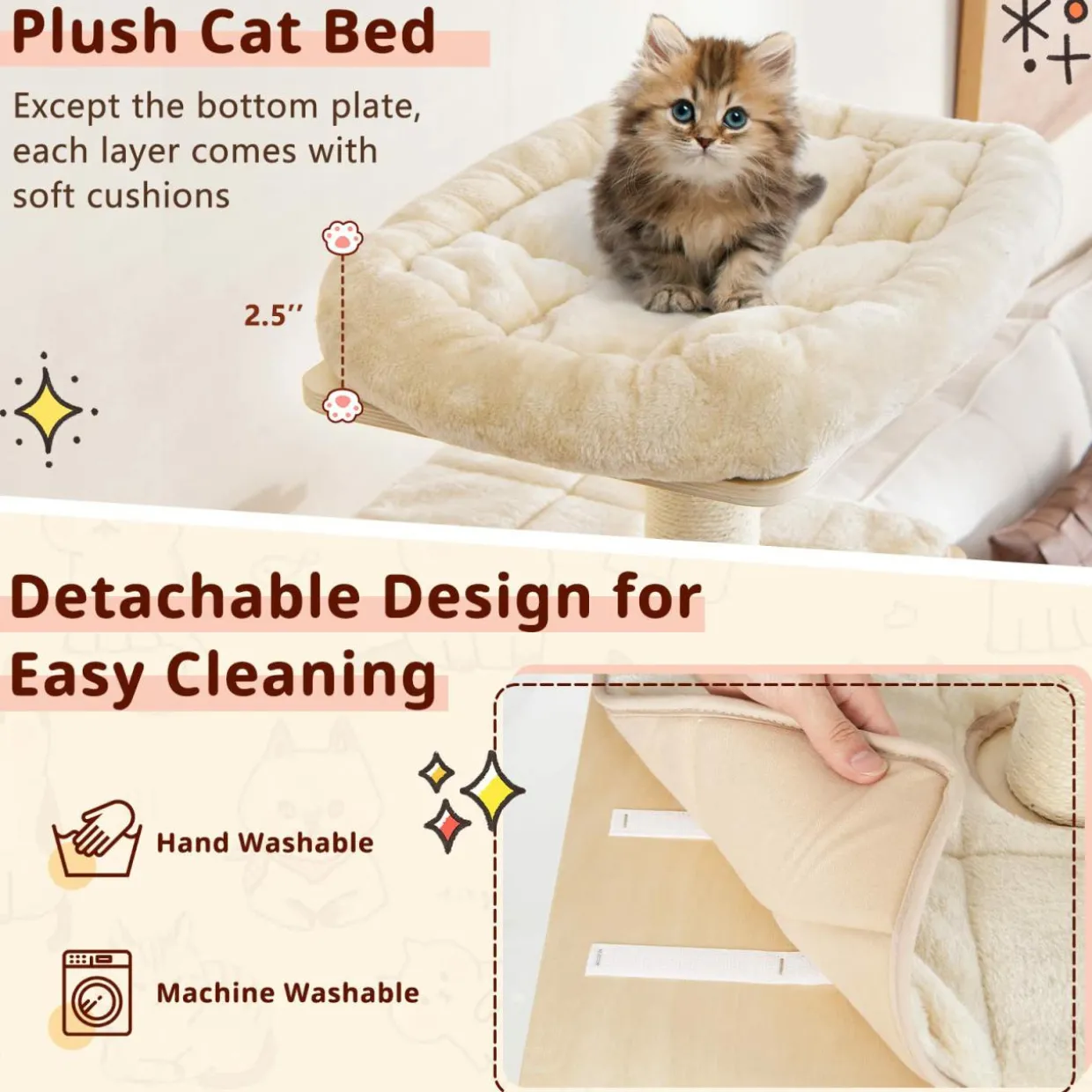 Tangkula Modern Wood Cat Tree, 67 Inch Multi-Level Tall Cat Tree Tower