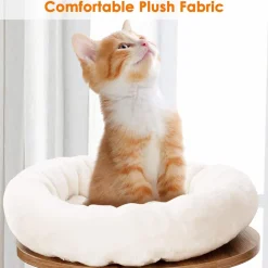 Tangkula Modern Wood Cat Tree, 46 Inches Cat Tower with Platform, Cat Activity Center with Scratching Posts and Washable Cushions