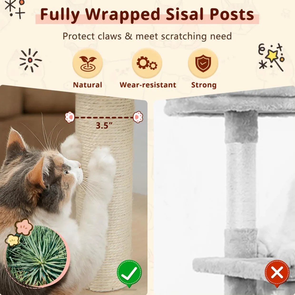 Tangkula Modern Wood Cat Tree, 67 Inch Multi-Level Tall Cat Tree Tower