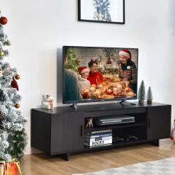Tangkula Modern Wood Universal TV Stand for TV up to 65