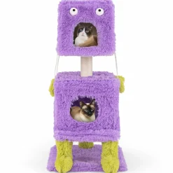 Tangkula Monster-Themed Cat Tree, 3-Level Cat Tower Activity Center with 2 Private Cat Condo