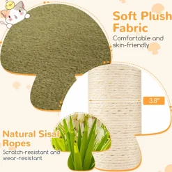 Tangkula Mushroom Cat Tree, 35 Inch Cute Cat Tower with Sisal Scratching Posts, Cat Condo