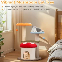 Tangkula Mushroom Cat Tree, 35 Inch Cute Cat Tower with Sisal Scratching Posts, Cat Condo