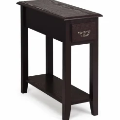 Tangkula Narrow End Table, Slim Side Table with Drawer and Open Shelf