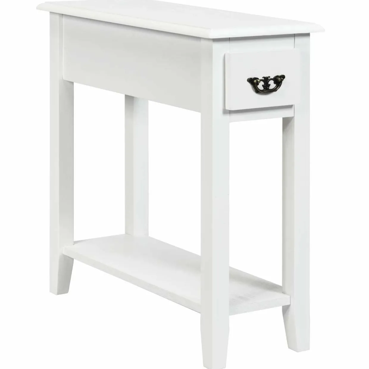 Tangkula Narrow End Table, Slim Side Table with Drawer and Open Shelf