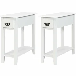 Tangkula Narrow End Table, Slim Side Table with Drawer and Open Shelf