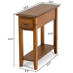 Tangkula Narrow End Table, Slim Side Table with Drawer and Open Shelf
