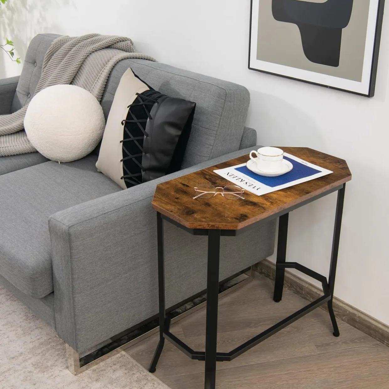 Tangkula Narrow Sofa Side Table, Slim Accent End Table