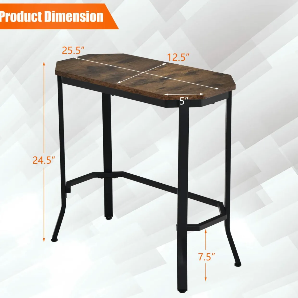 Tangkula Narrow Sofa Side Table, Slim Accent End Table