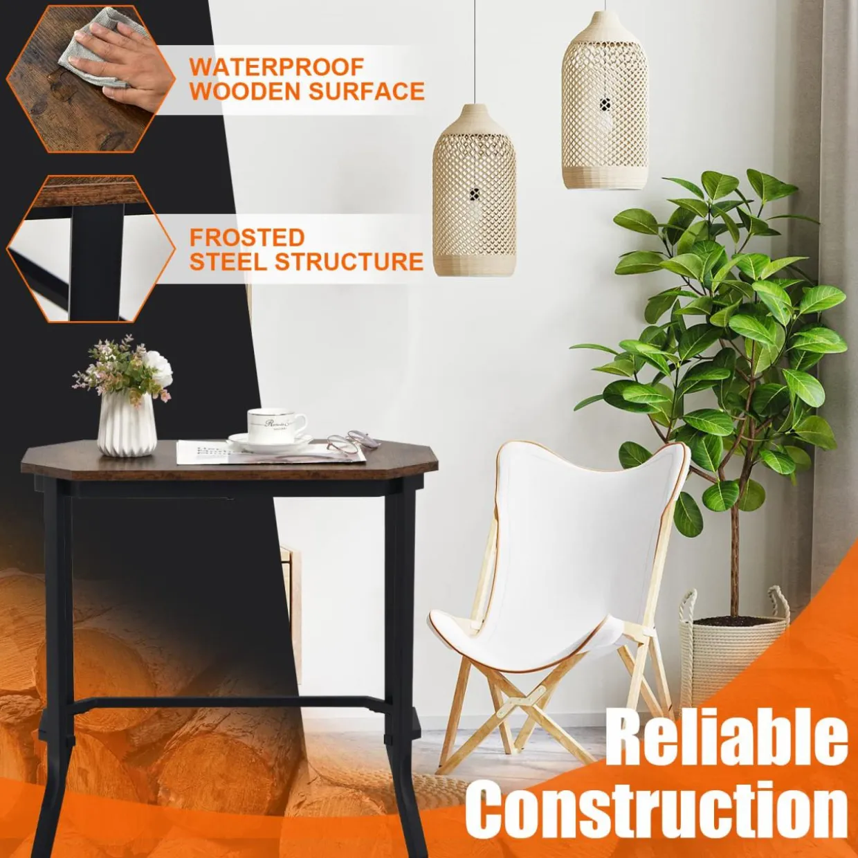 Tangkula Narrow Sofa Side Table, Slim Accent End Table