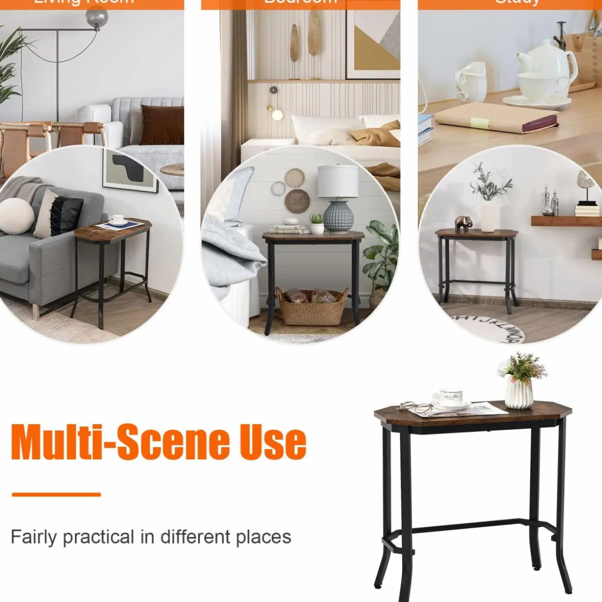 Tangkula Narrow Sofa Side Table, Slim Accent End Table