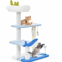 Tangkula Ocean-Themed Cat Tree, 3-Level Cat Tower, 34"