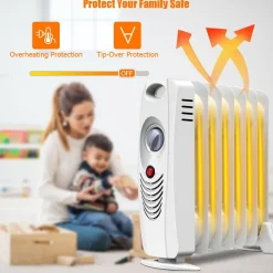 Tangkula Oil Filled Radiator Heater, 700W Portable Space Heater Radiator with Adjustable Thermostat