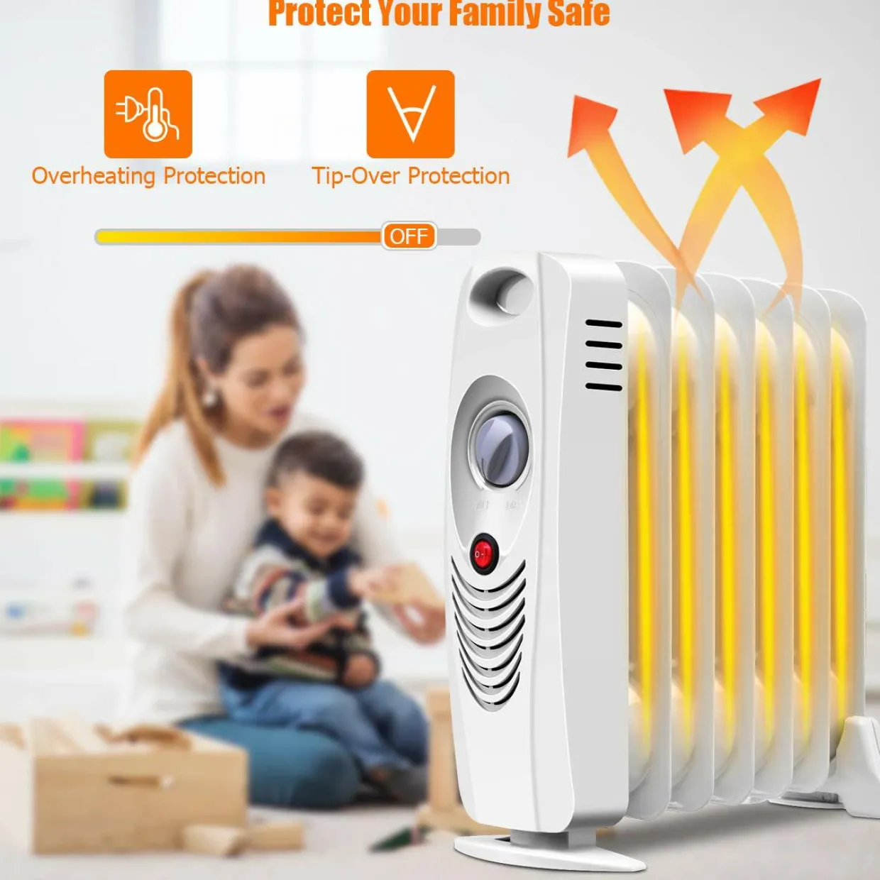 Tangkula Oil Filled Radiator Heater, 700W Portable Space Heater Radiator with Adjustable Thermostat