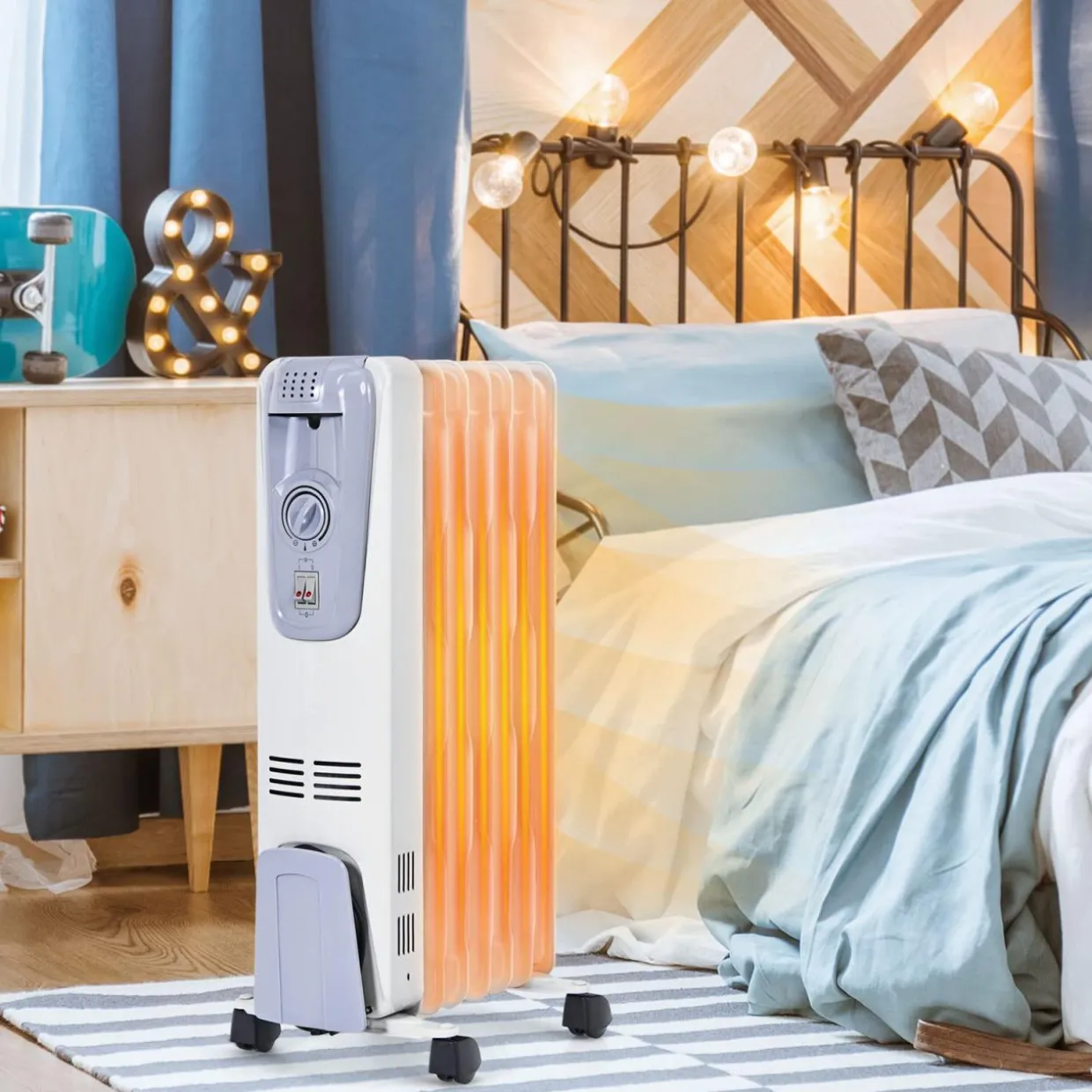 Tangkula Oil Filled Radiator Heater, 1500W Portable Space Heater Radiator with Adjustable Thermostat