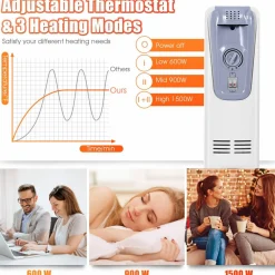 Tangkula Oil Filled Radiator Heater, 1500W Portable Space Heater Radiator with Adjustable Thermostat