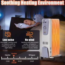 Tangkula Oil Filled Radiator Heater, 1500W Portable Space Heater Radiator with Adjustable Thermostat