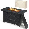 Tangkula Outdoor 60,000 BTU Fire Pit Table, Patiojoy 42 Inch Rectangular Propane Gas Fire Table with Solid Steel Frame, Electric Ignition