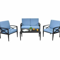 Tangkula Outdoor Aluminum Patio Conversation Set, Patio Sofa Set 1 Loveseat, 2 Single Sofas, 1 Coffee Table