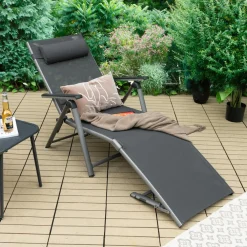Tangkula Outdoor Aluminum Chaise Lounge Chair