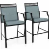 Tangkula Outdoor Bar Stools Set of 2/4, Heavy-Duty Patio Stools & Bar Chairs with Footrest & Armrests