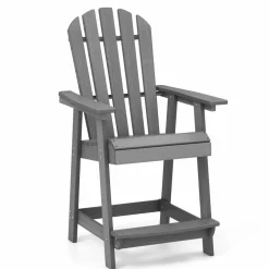 Tangkula Outdoor Bar Stool, HDPE Tall Adirondack Chair with Armrest & Footrest