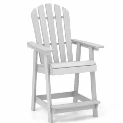 Tangkula Outdoor Bar Stool, HDPE Tall Adirondack Chair with Armrest & Footrest