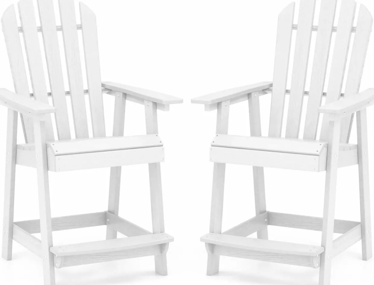 Tangkula Outdoor Bar Stool, HDPE Tall Adirondack Chair with Armrest & Footrest