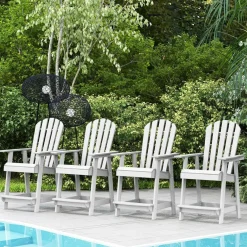 Tangkula Outdoor Bar Stool, HDPE Tall Adirondack Chair with Armrest & Footrest
