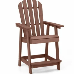 Tangkula Outdoor Bar Stool, HDPE Tall Adirondack Chair with Armrest & Footrest