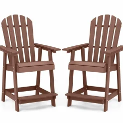 Tangkula Outdoor Bar Stool, HDPE Tall Adirondack Chair with Armrest & Footrest