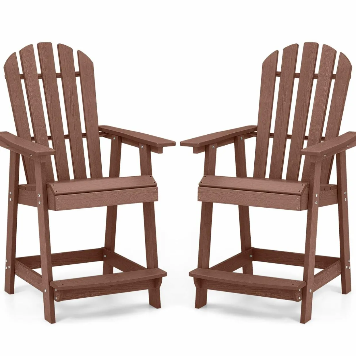 Tangkula Outdoor Bar Stool, HDPE Tall Adirondack Chair with Armrest & Footrest
