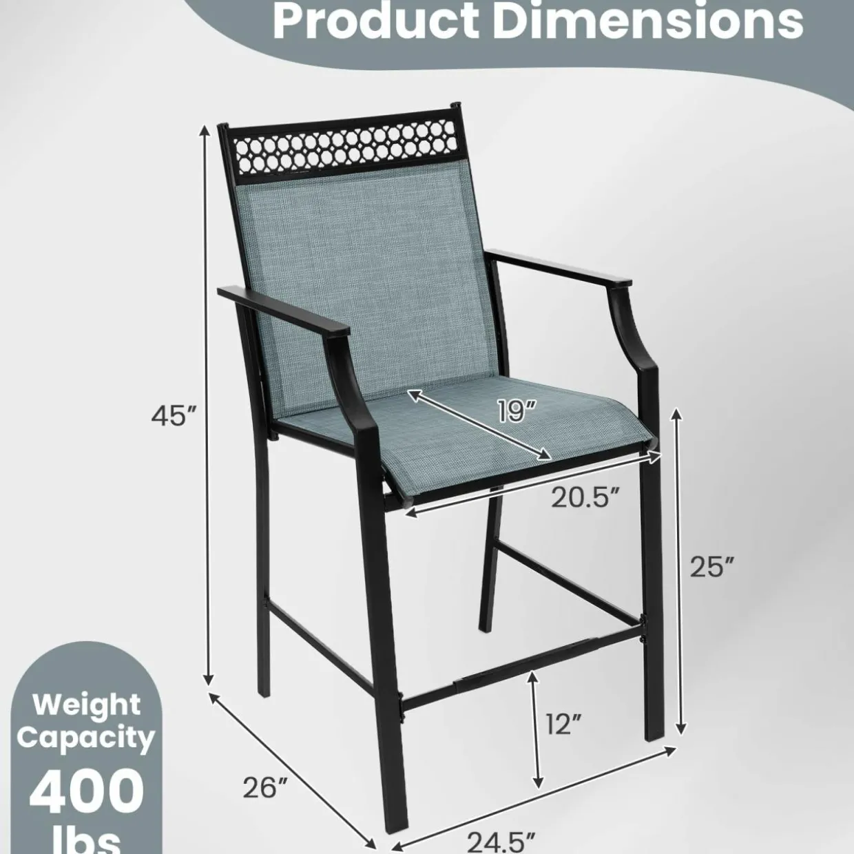 Tangkula Outdoor Bar Stools Set of 2/4, Heavy-Duty Patio Stools & Bar Chairs with Footrest & Armrests