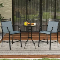 Tangkula Outdoor Bar Stools Set of 2/4, Heavy-Duty Patio Stools & Bar Chairs with Footrest & Armrests