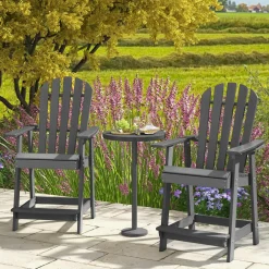 Tangkula Outdoor Bar Stool, HDPE Tall Adirondack Chair with Armrest & Footrest