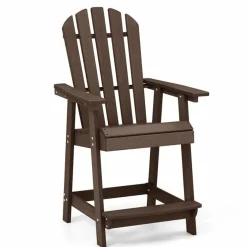 Tangkula Outdoor Bar Stool, HDPE Tall Adirondack Chair with Armrest & Footrest