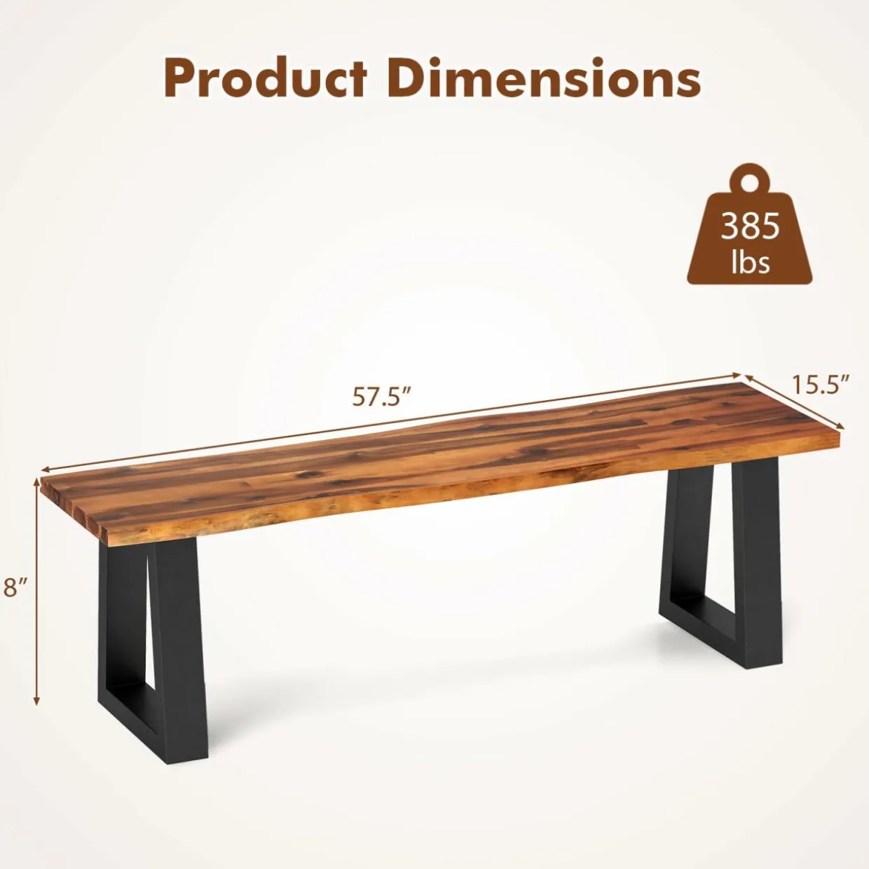Tangkula Outdoor Bench 2 Person