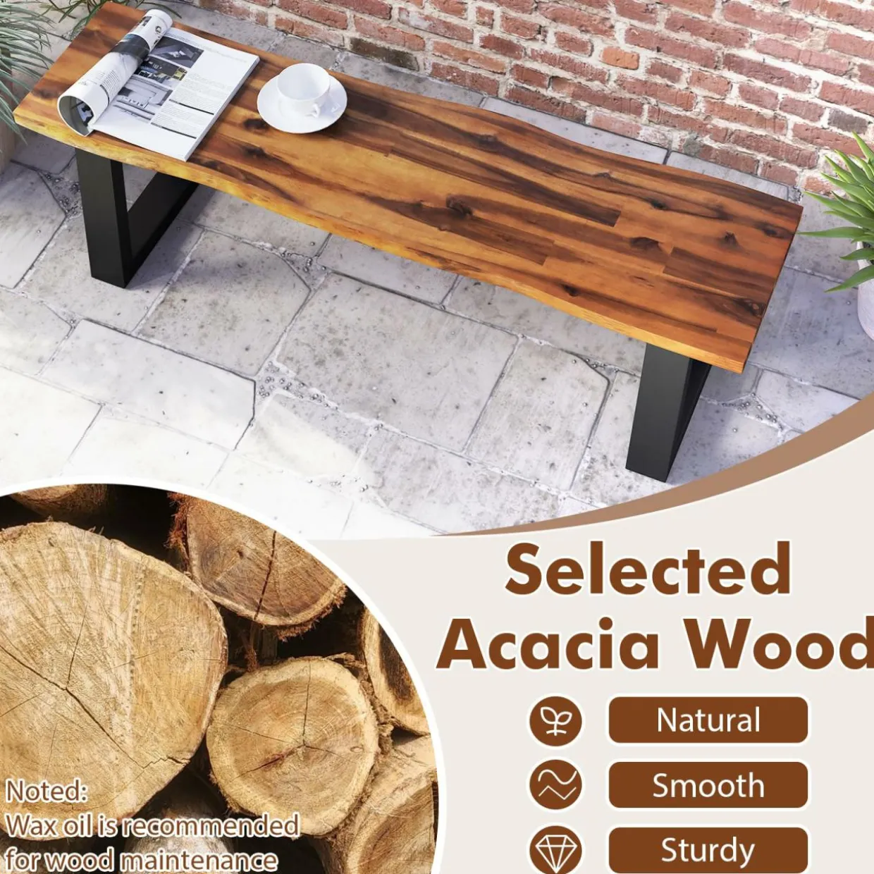 Tangkula Outdoor Bench 2 Person