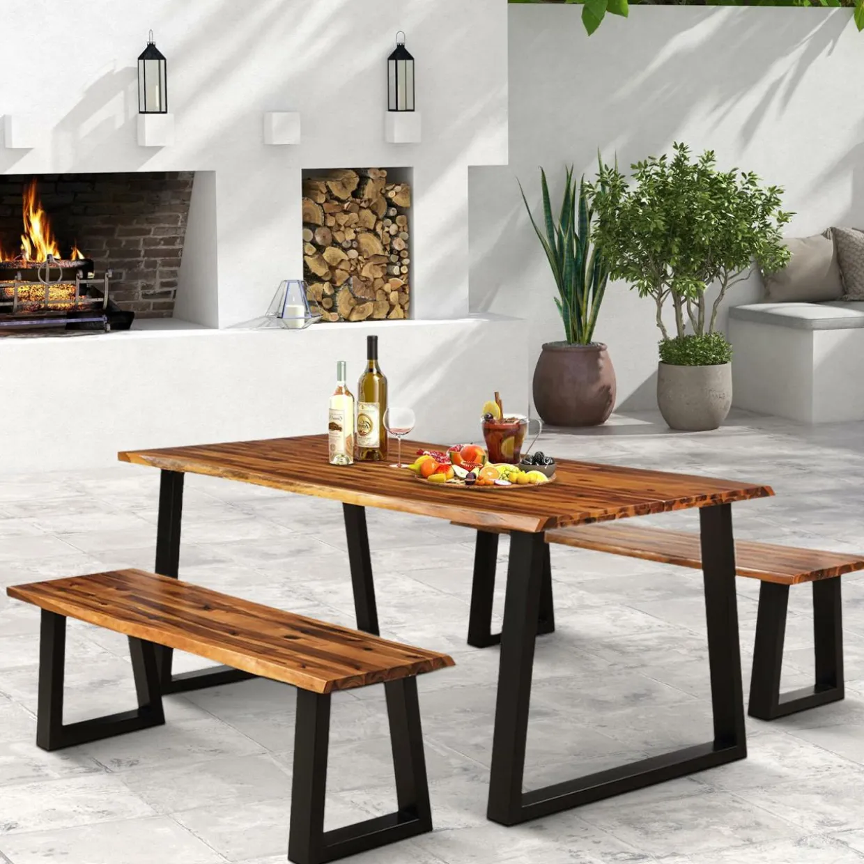 Tangkula Outdoor Bench 2 Person