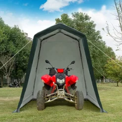 Tangkula Outdoor Carport Patio Storage Shelter, Enclosed Carport Shed w/All-Steel Metal Frame and Waterproof Ripstop Cover