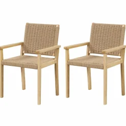 Tangkula Outdoor Chairs Set of 2/4, Patio Dining Chairs w/Paper Rope Woven Seat
