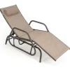 Tangkula Outdoor Chaise Lounge Glider Chair with Armrests and Pillow