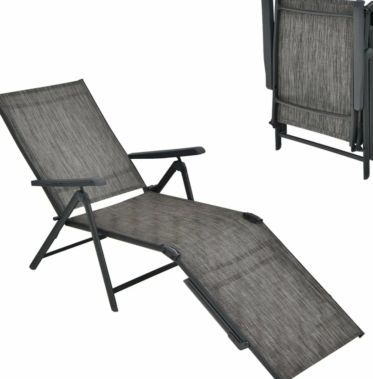 Tangkula Outdoor Chaise Lounge, Folding Recliner Lounge Chair with 5-Position Adjustable Backrest & 2-Position Footrest
