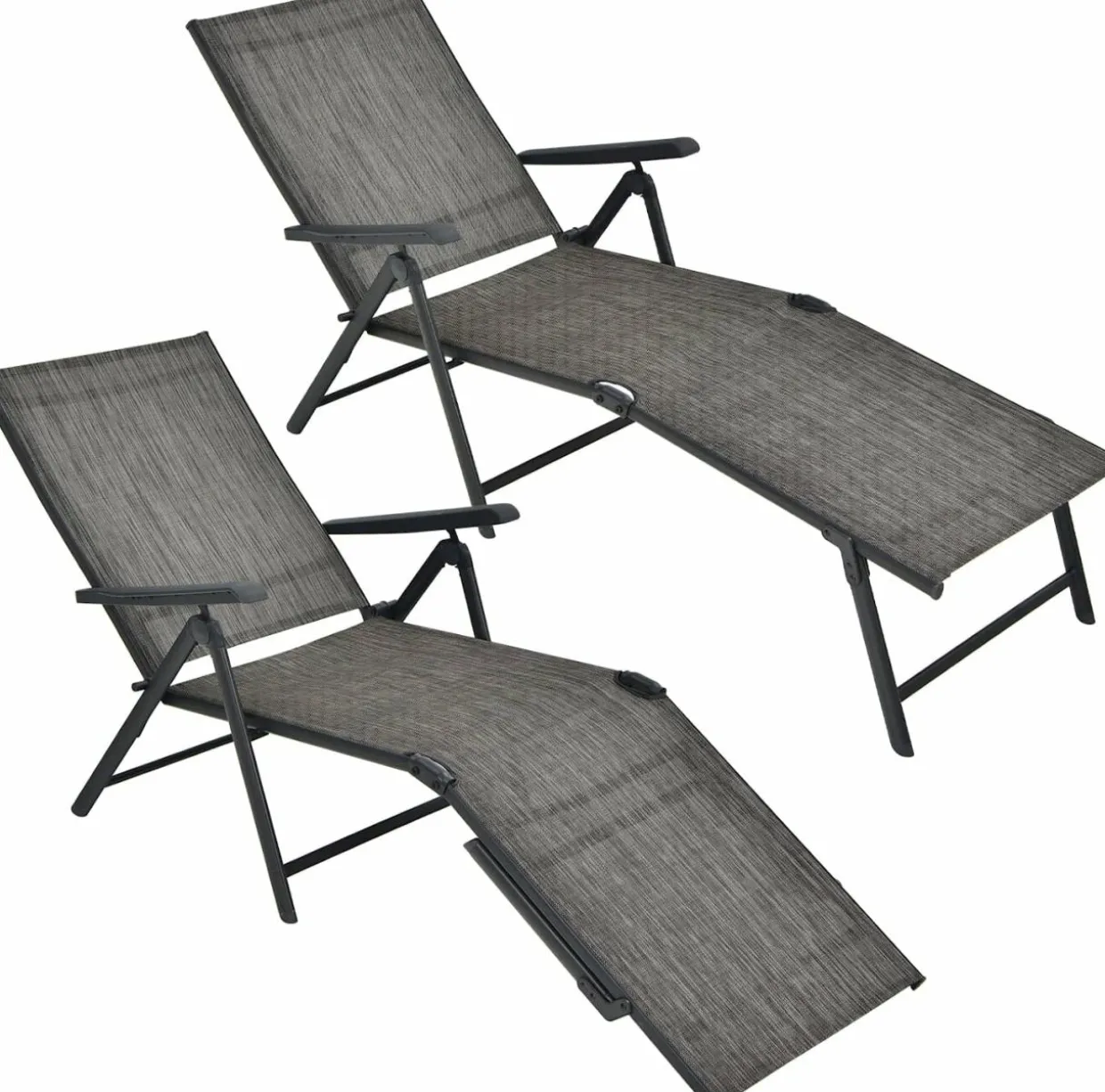 Tangkula Outdoor Chaise Lounge, Folding Recliner Lounge Chair with 5-Position Adjustable Backrest & 2-Position Footrest